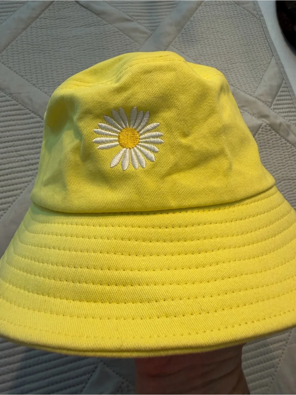 Yellow Daisy Embroidered Bucket Hat - Summer Accessories